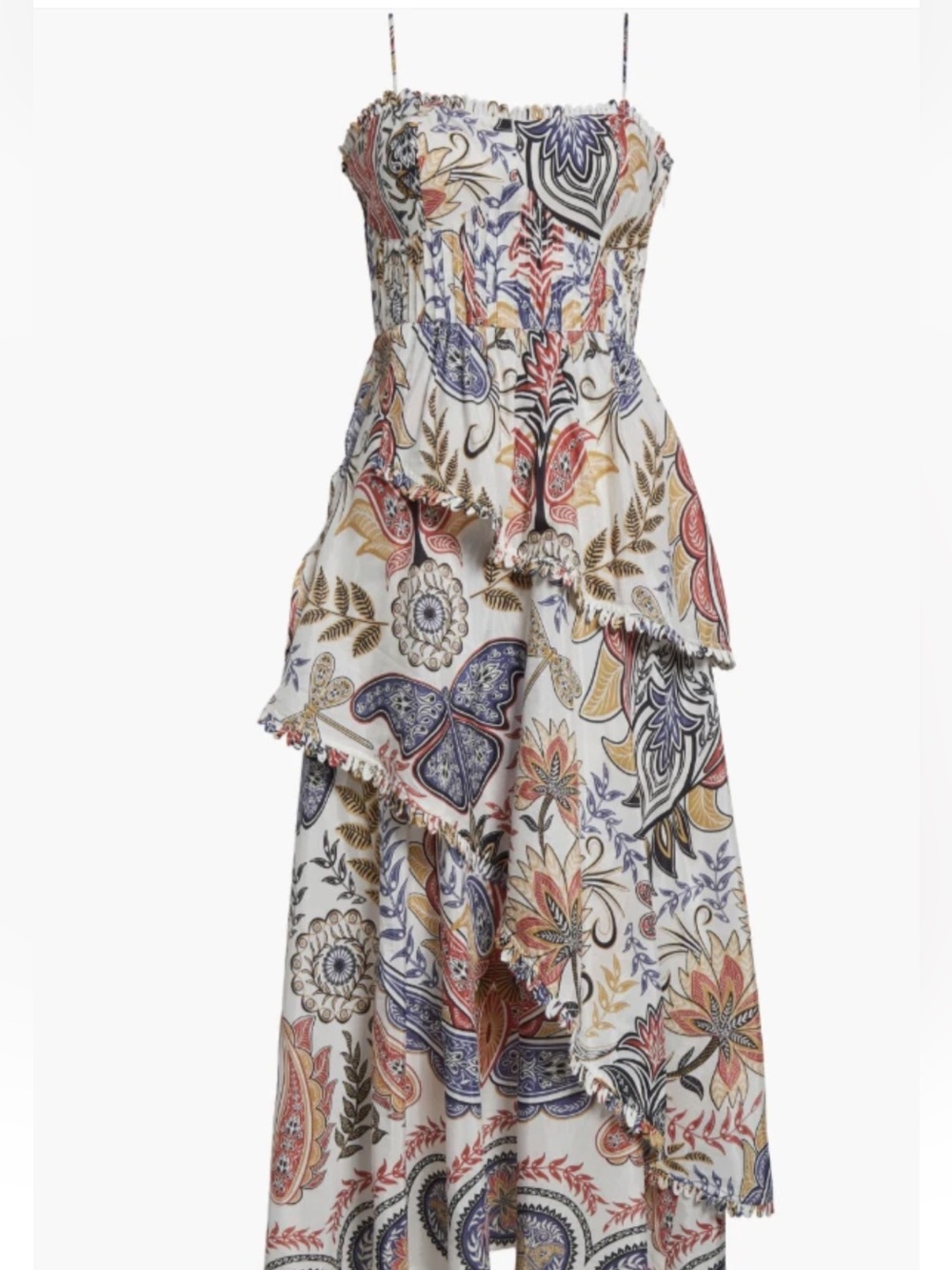 NWT Farm Rio Boho Glam Off White Maxi Dress Floral Sundress Size Medium - Picture 3 of 14